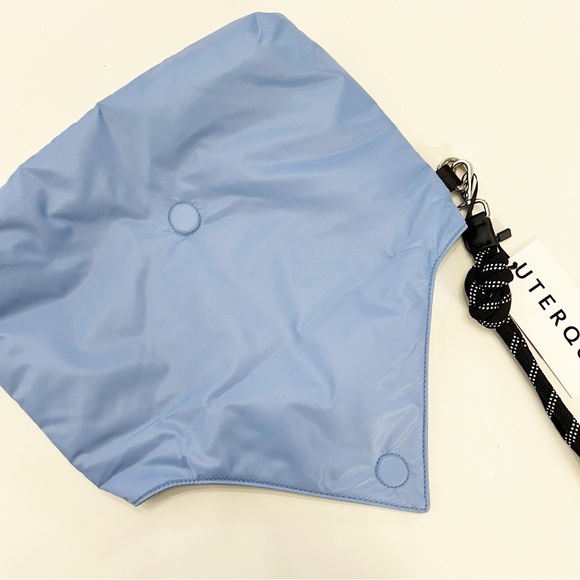 Uterque Foldover Envelope Puffer Clutch Wristlet Bag Blue - Picture 4 of 6